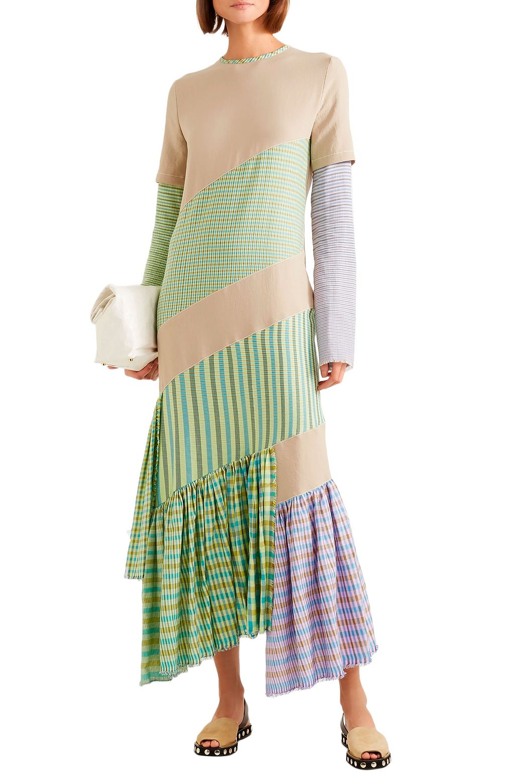 LOEWE Patchwork plaid cotton dress