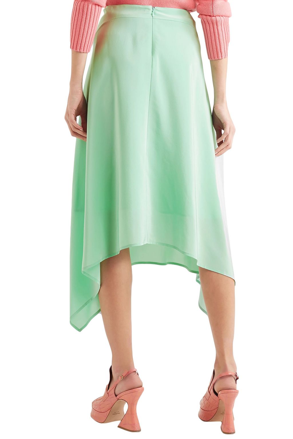 SIES MARJAN Asymmetric silk crepe de chine midi skirt