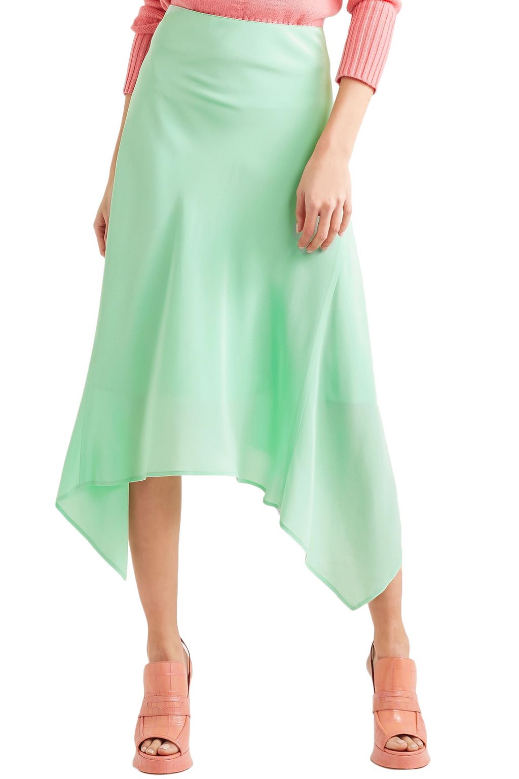 SIES MARJAN Asymmetric silk crepe de chine midi skirt