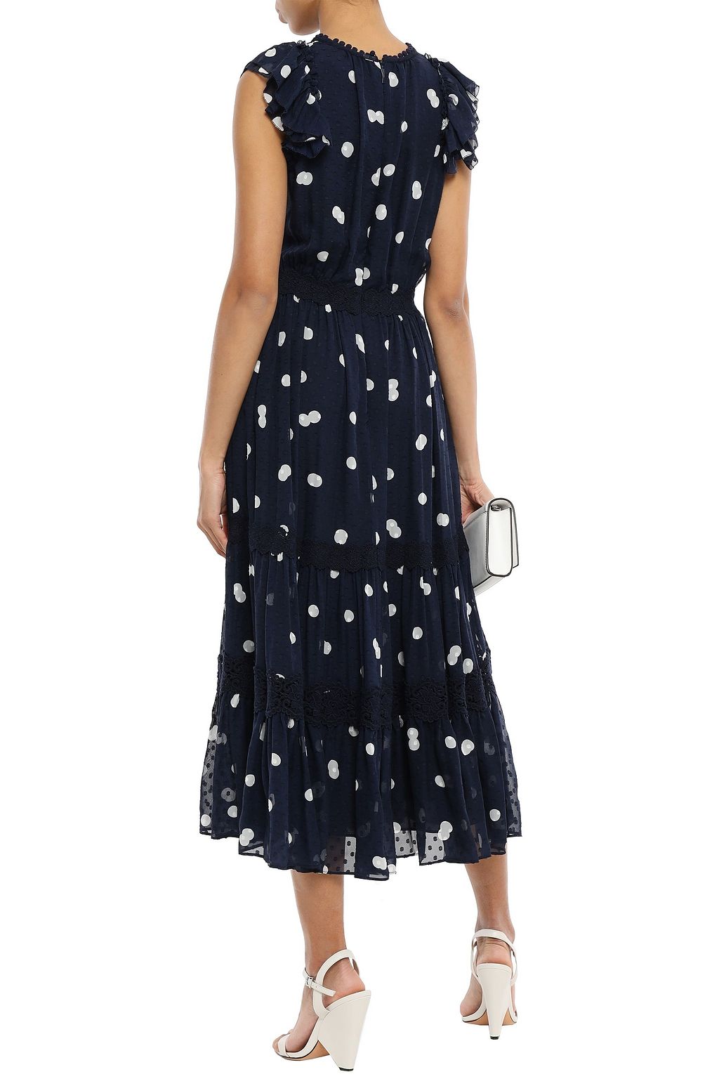 KATE SPADE NEW YORK Ruffled printed fil coupé silk midi dress