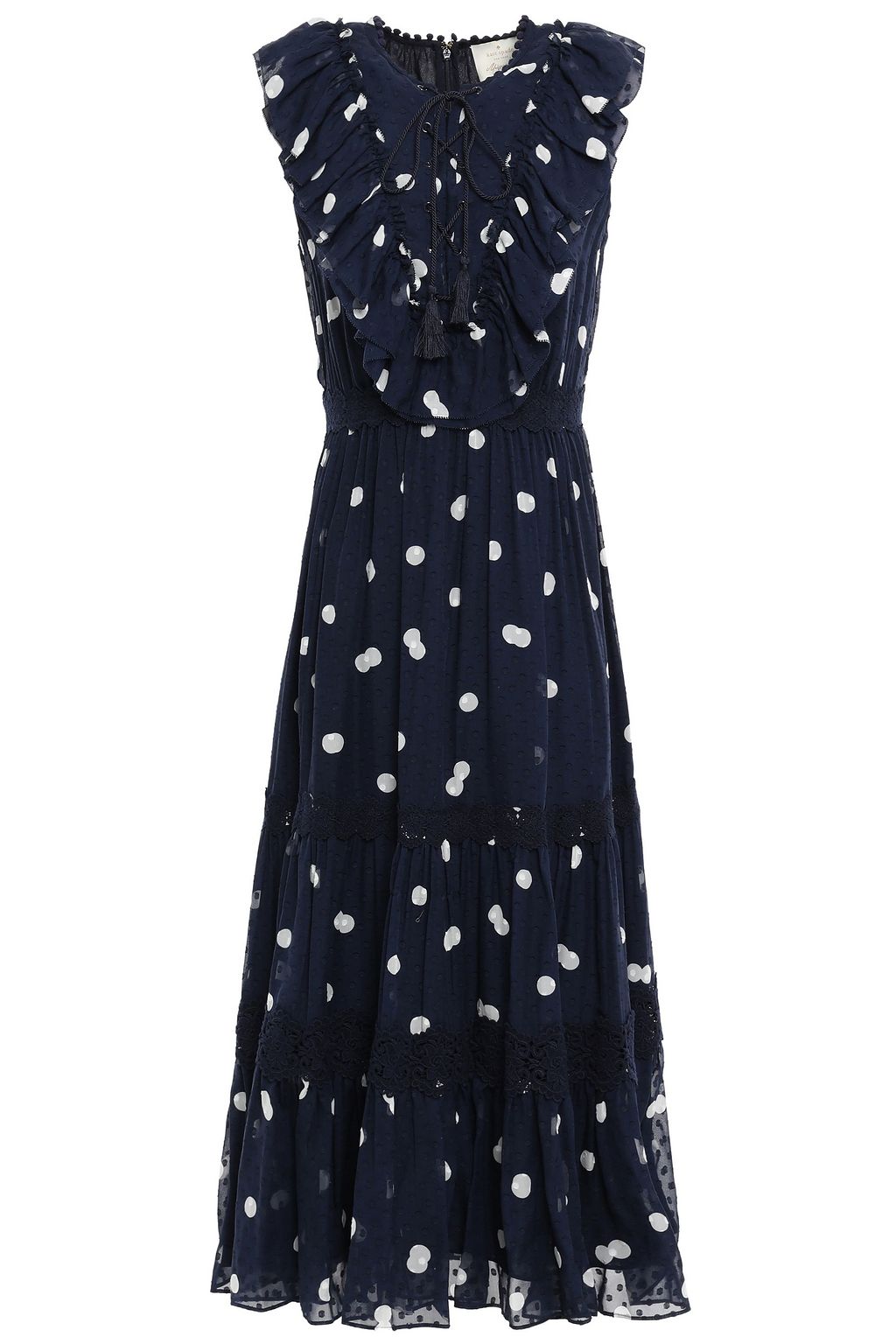 kate spade floral dots ruffle midi dress