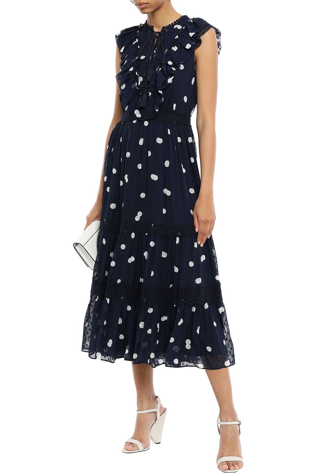 KATE SPADE NEW YORK Ruffled printed fil coupé silk midi dress