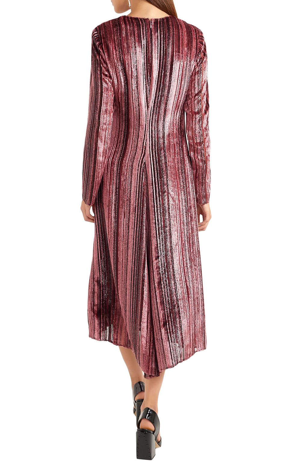 SIES MARJAN Maude metallic devoré-velvet and chiffon midi dress
