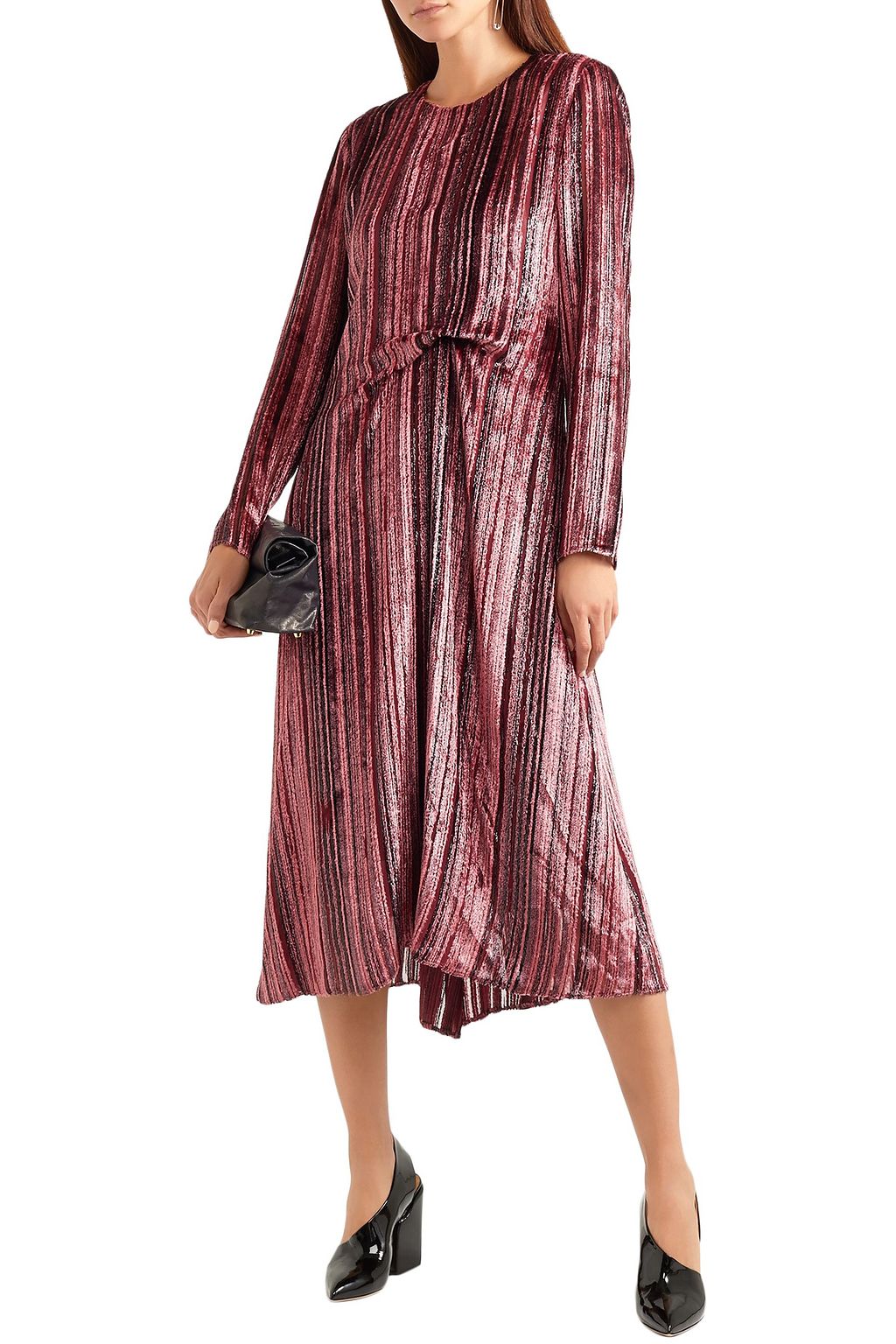 SIES MARJAN Maude metallic devoré-velvet and chiffon midi dress