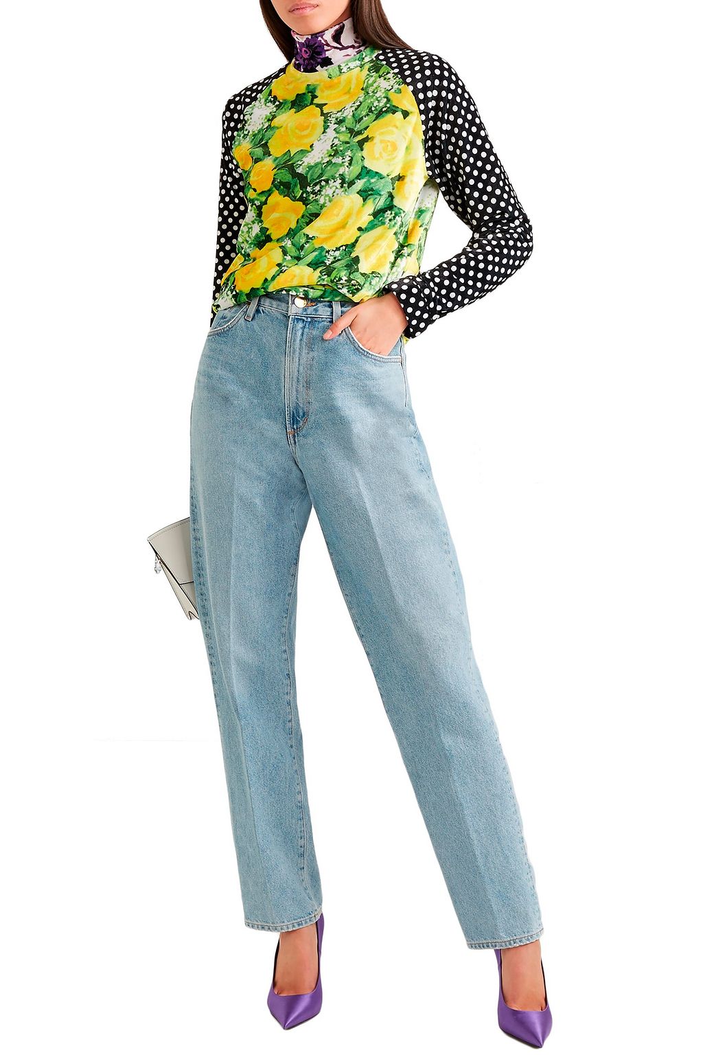 RICHARD QUINN Patchwork printed velvet top