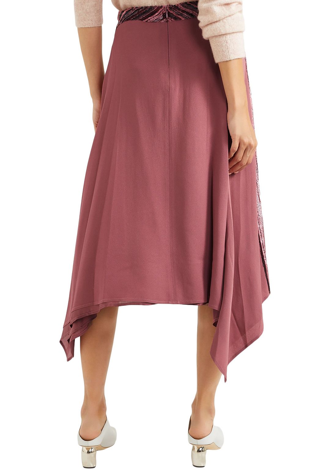 SIES MARJAN Darby metallic devoré-velvet and pleated chiffon skirt