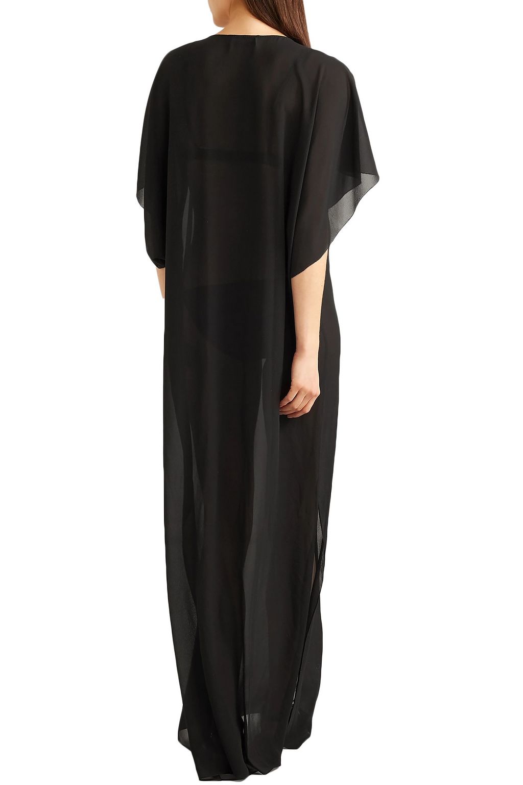 SAINT LAURENT Lace-up silk-chiffon kaftan