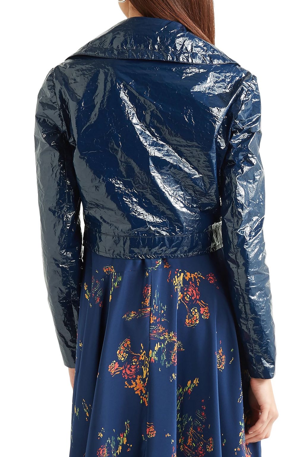 SIES MARJAN Annabelle cropped crinkled-vinyl biker jacket