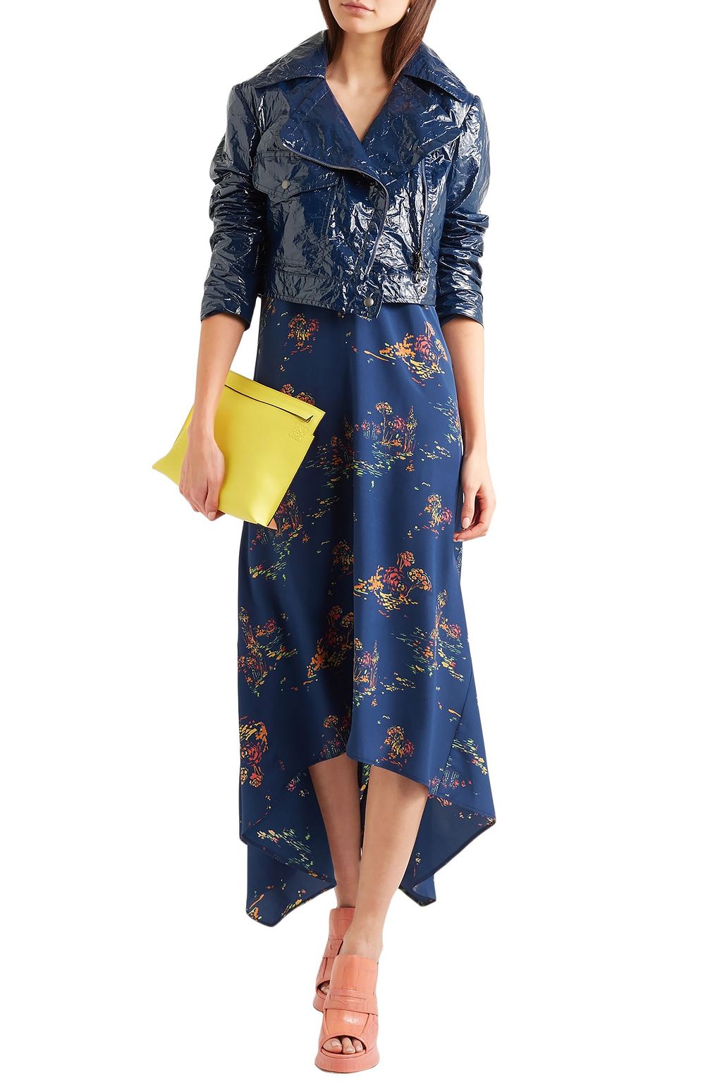 SIES MARJAN Annabelle cropped crinkled-vinyl biker jacket