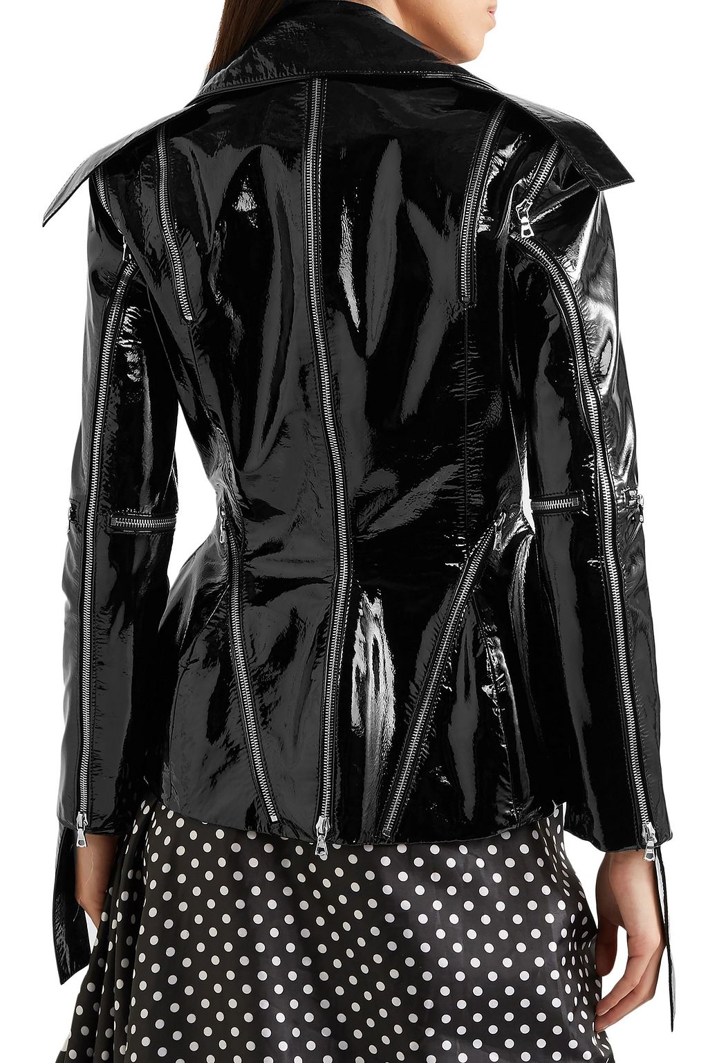 RICHARD QUINN Patent-leather peplum biker jacket