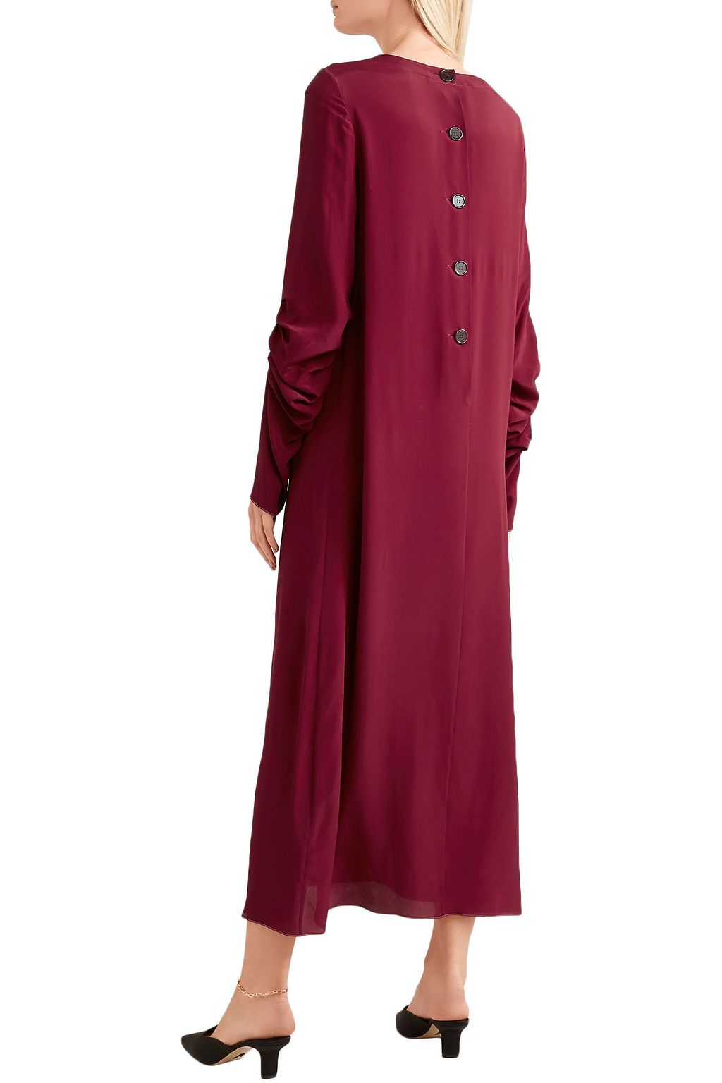 MARNI Gathered crepe de chine maxi dress