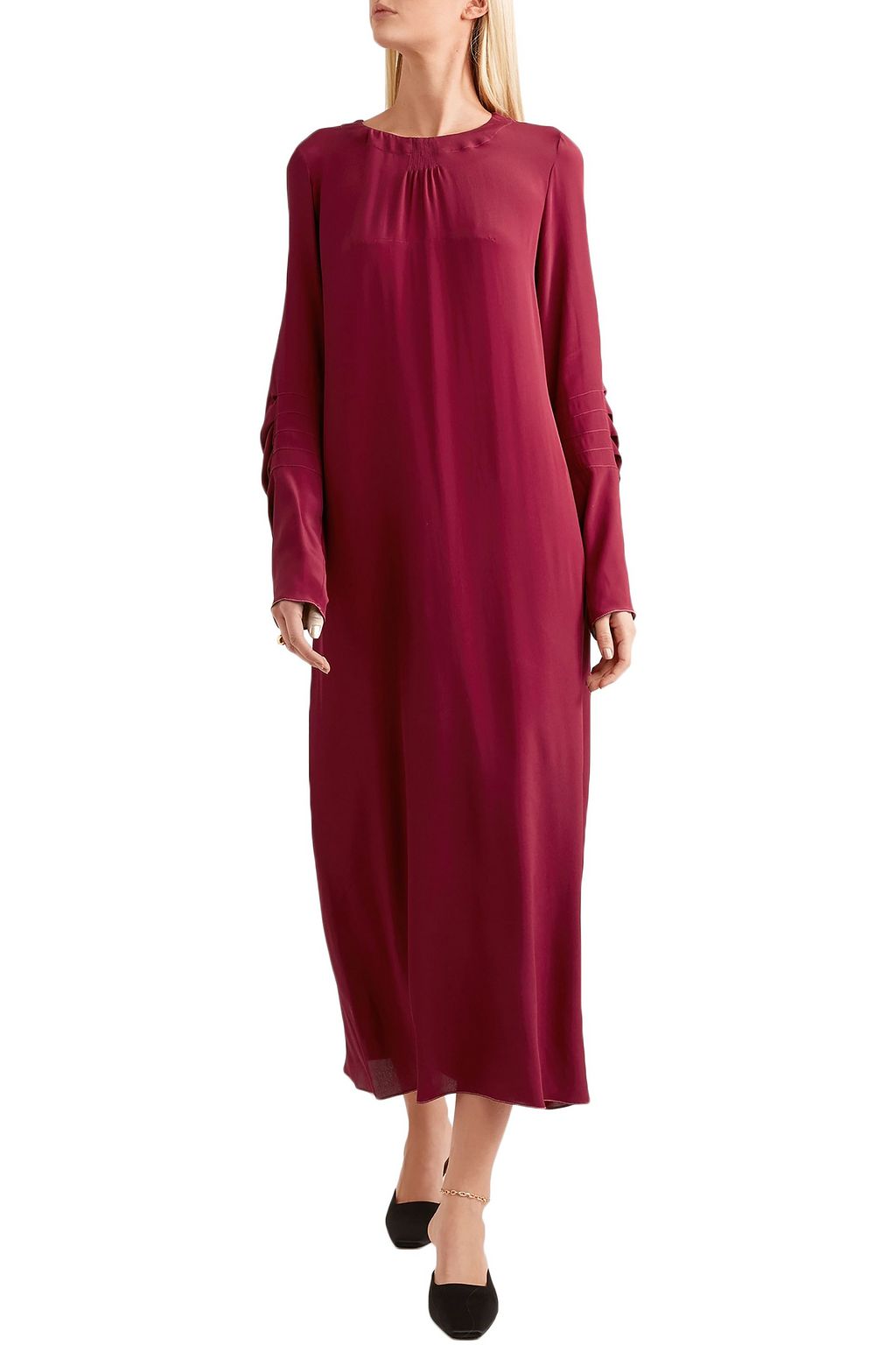 MARNI Gathered crepe de chine maxi dress