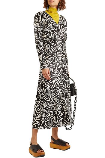 MARNI Printed satin midi dress