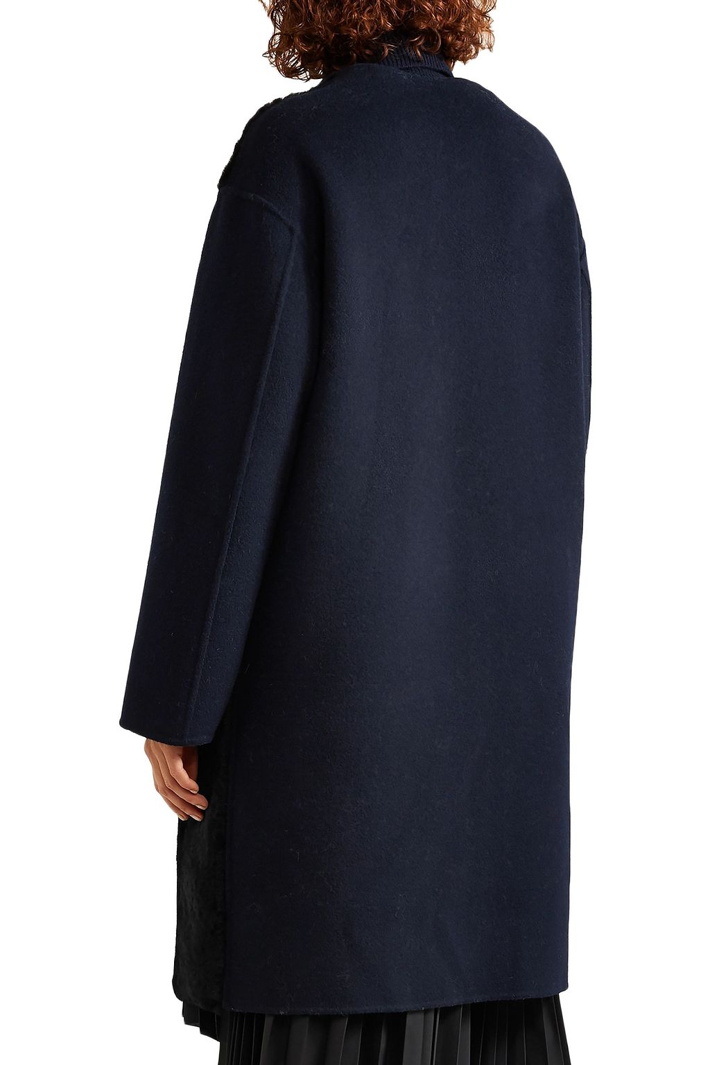 YVES SALOMON Paneled shearling and wool and cashmere-blend felt coat