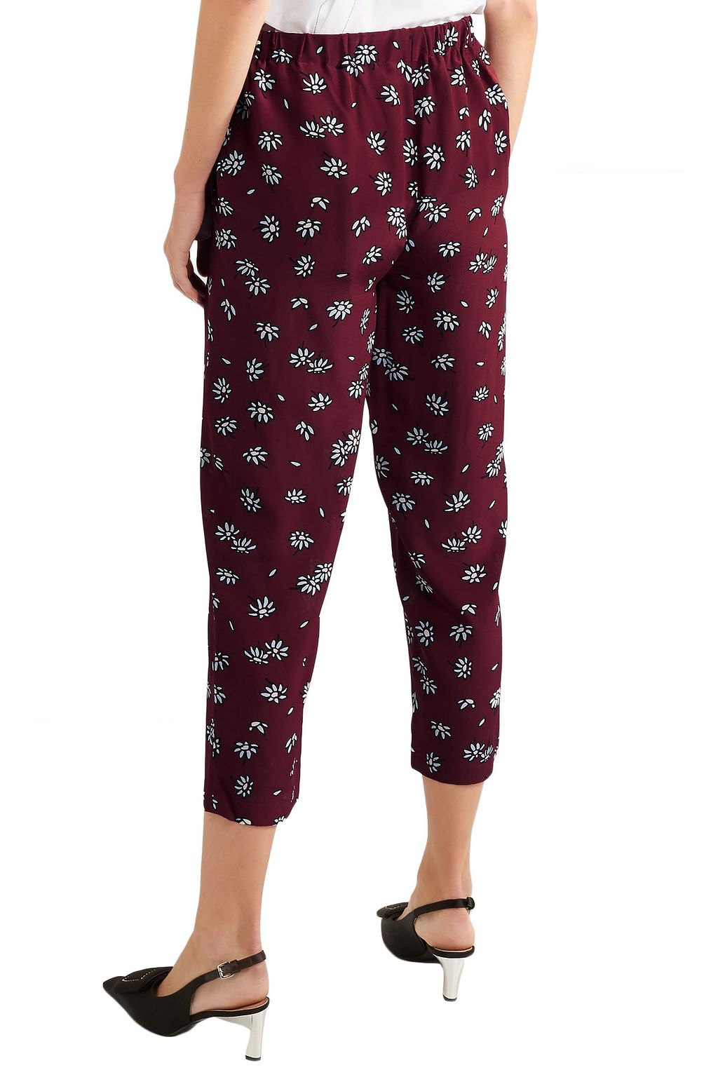 MARNI Cropped floral-print silk-crepe slim-leg pants