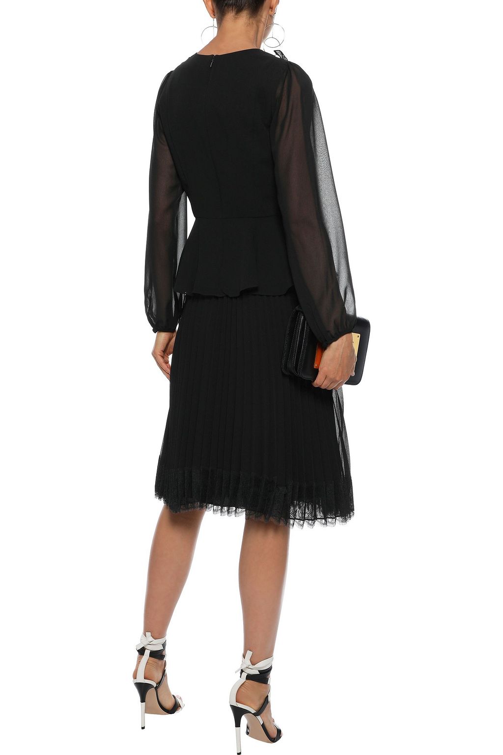 MIKAEL AGHAL Lace-trimmed pleated chiffon skirt