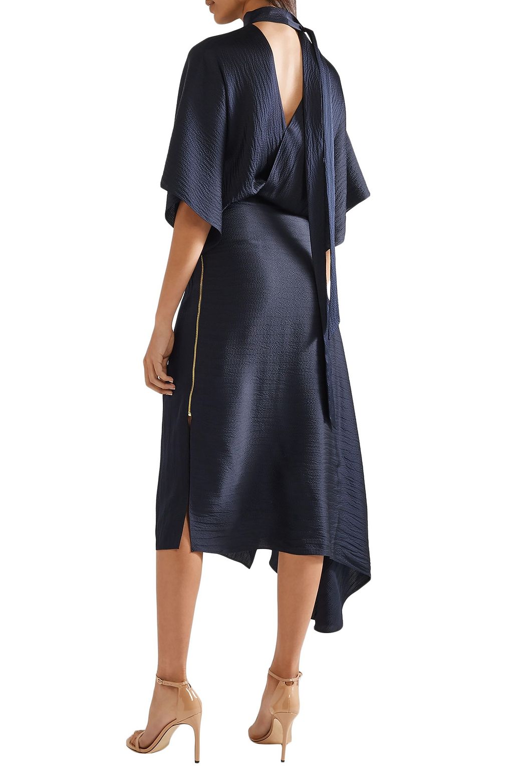ROLAND MOURET Meyers wrap-effect asymmetric hammered silk-satin midi dress