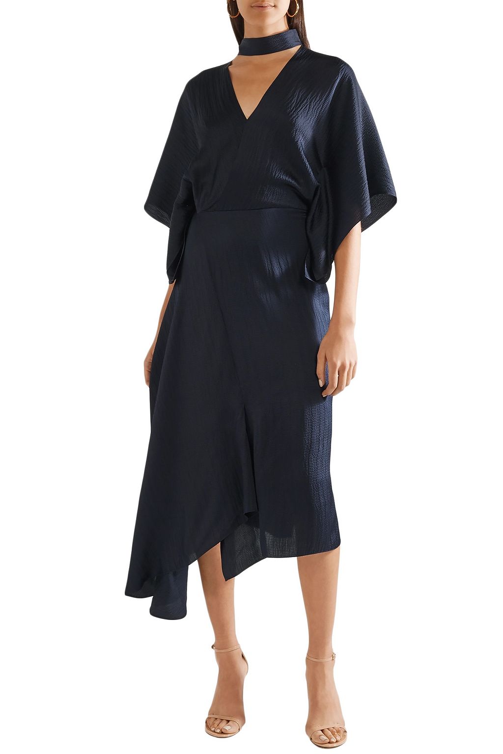ROLAND MOURET Meyers wrap-effect asymmetric hammered silk-satin midi dress