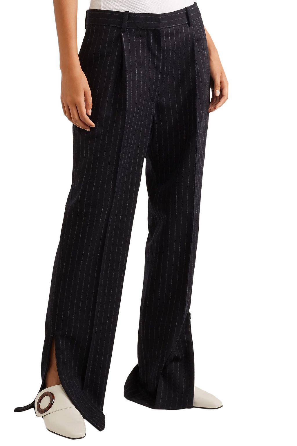 HILLIER BARTLEY Pinstriped wool straight-leg pants