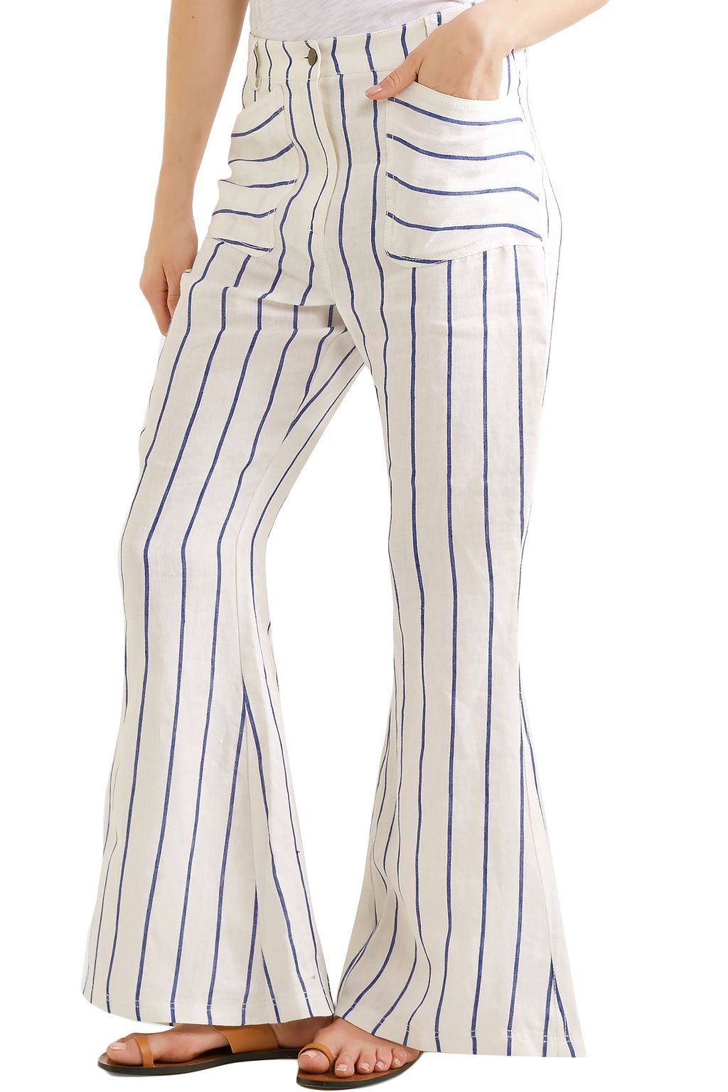 ROSIE ASSOULIN Striped linen flared pants