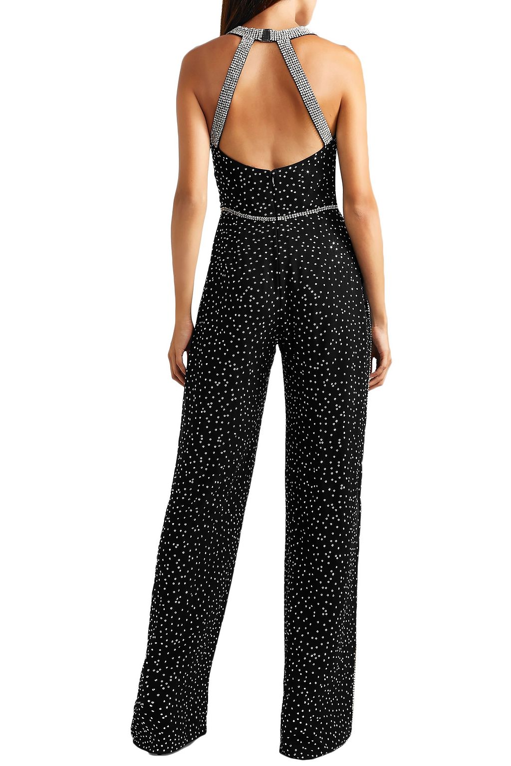 JENNY PACKHAM Cutout wrap-effect crystal-embellished silk-chiffon jumpsuit