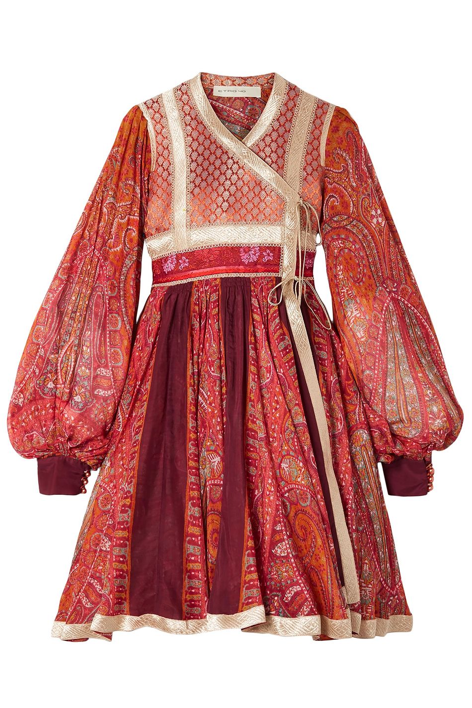 red chiffon wrap dress
