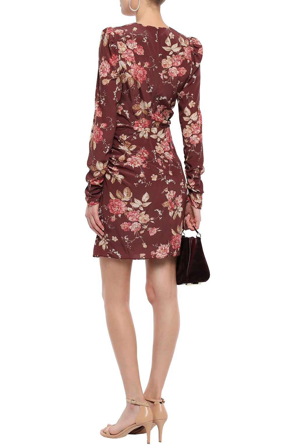 ZIMMERMANN Ruched floral-print stretch-silk mini dress