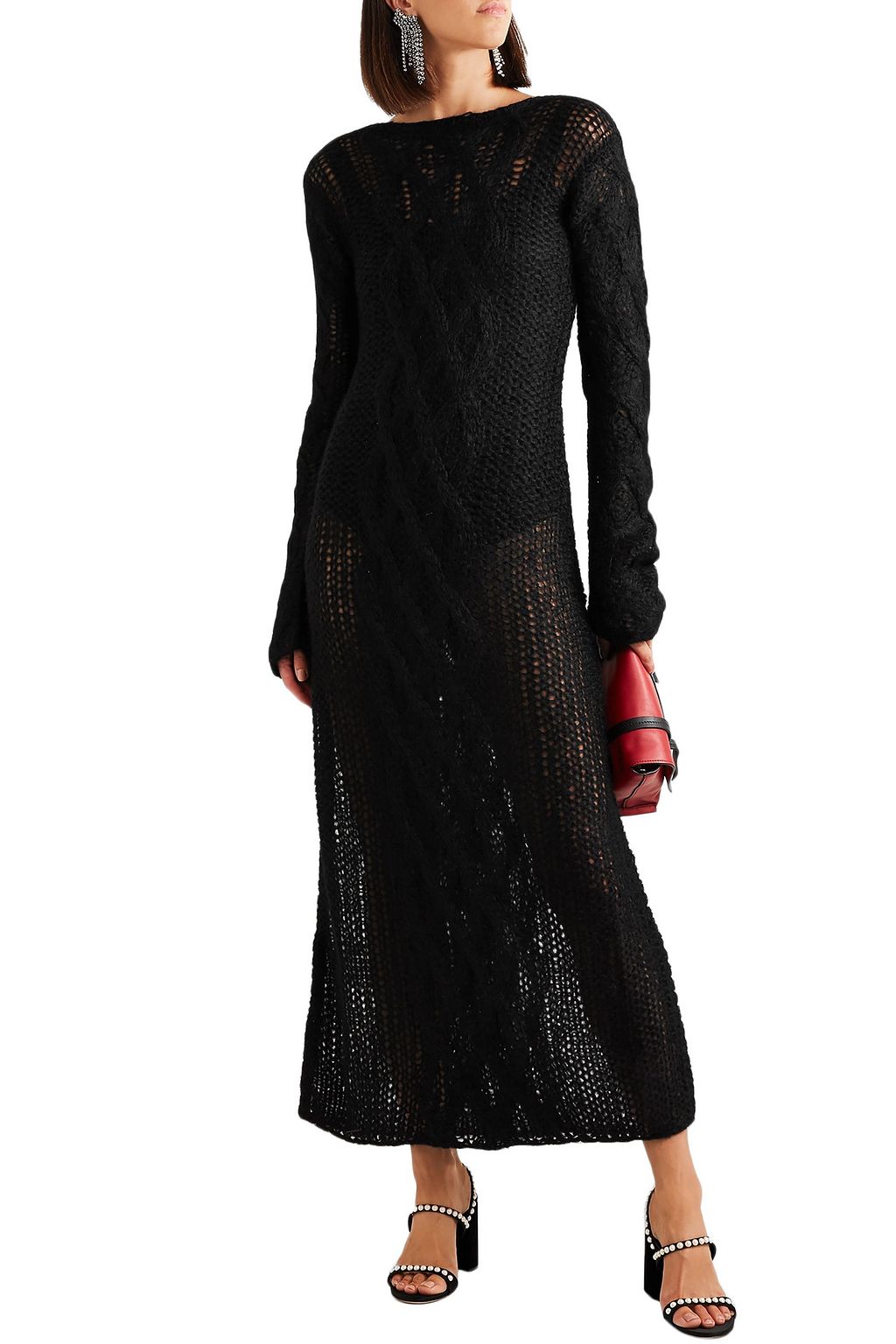 Black Cableknit mohairblend maxi dress Sale up to 70 off THE