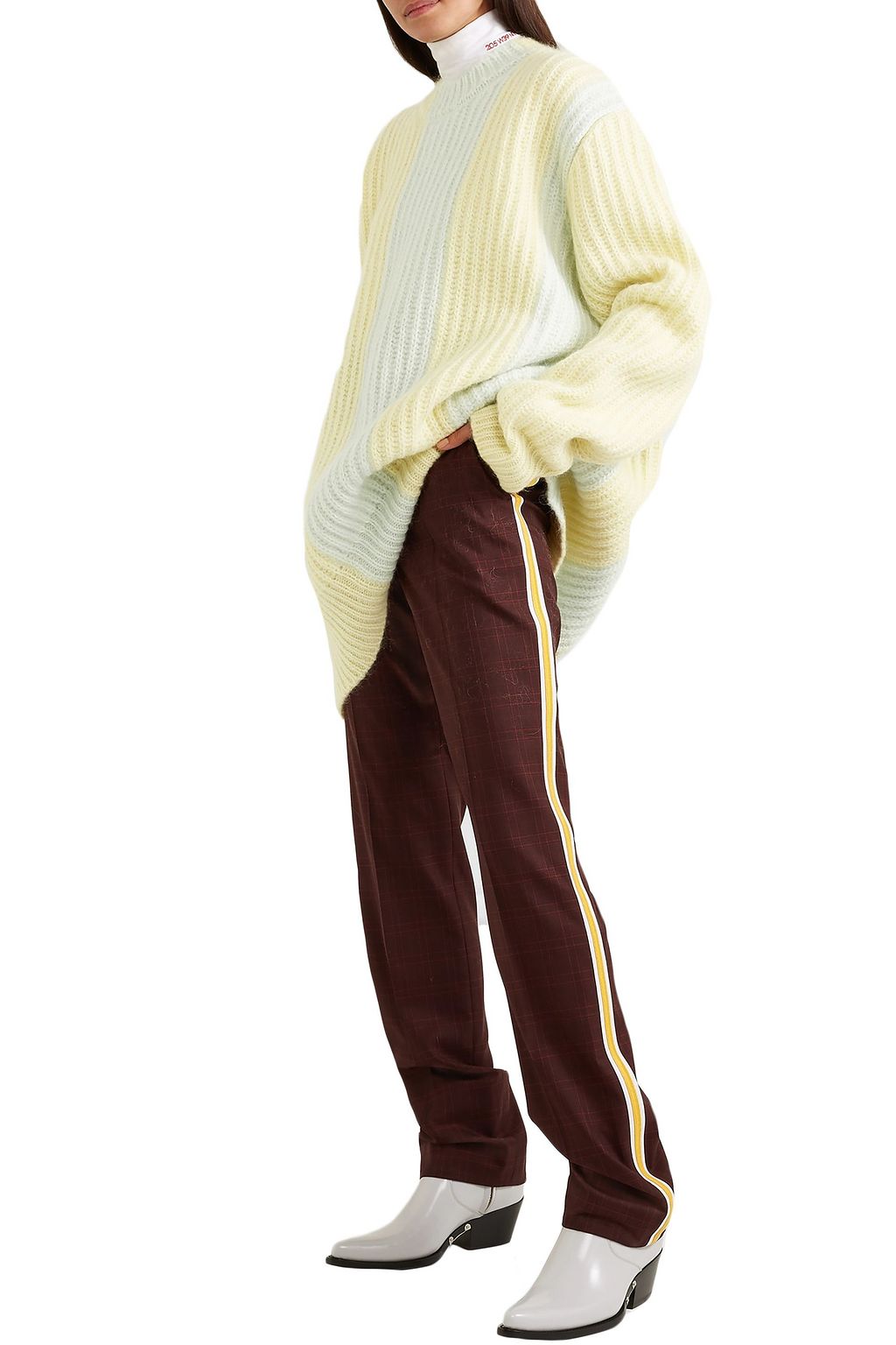 CALVIN KLEIN 205W39NYC Striped ribbed mohair-blend sweater