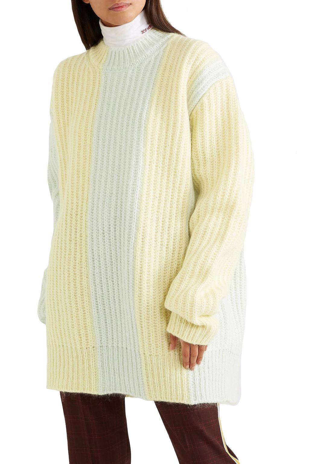 CALVIN KLEIN 205W39NYC Striped ribbed mohair-blend sweater
