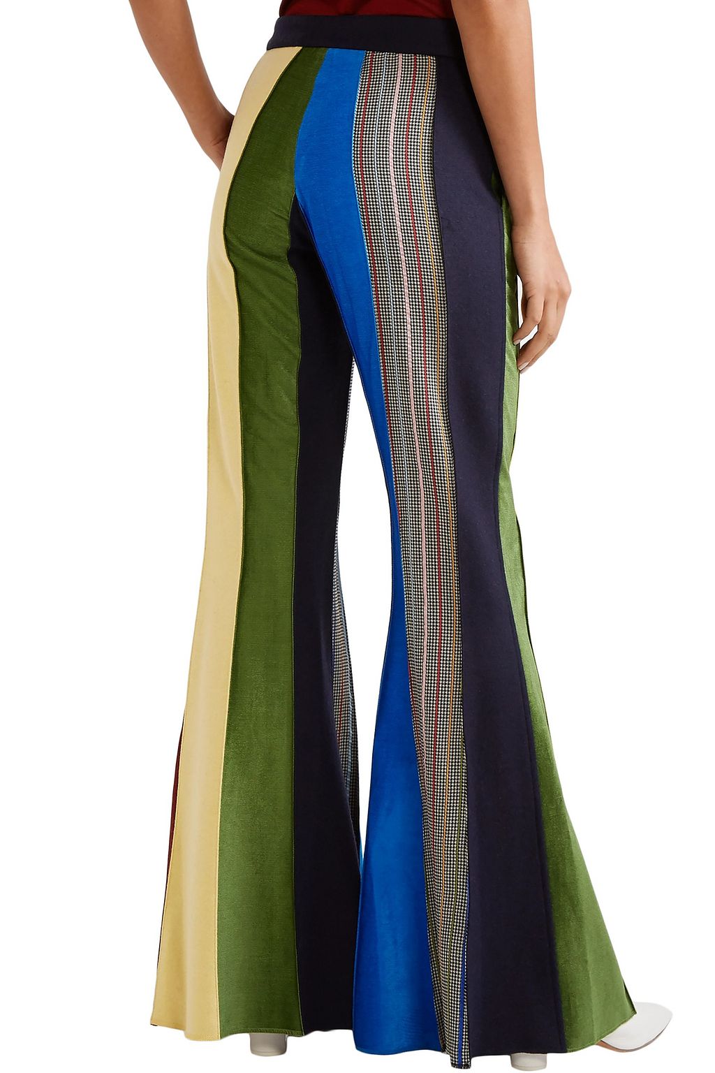 ROSIE ASSOULIN Paneled patchwork-effect wool flared pants