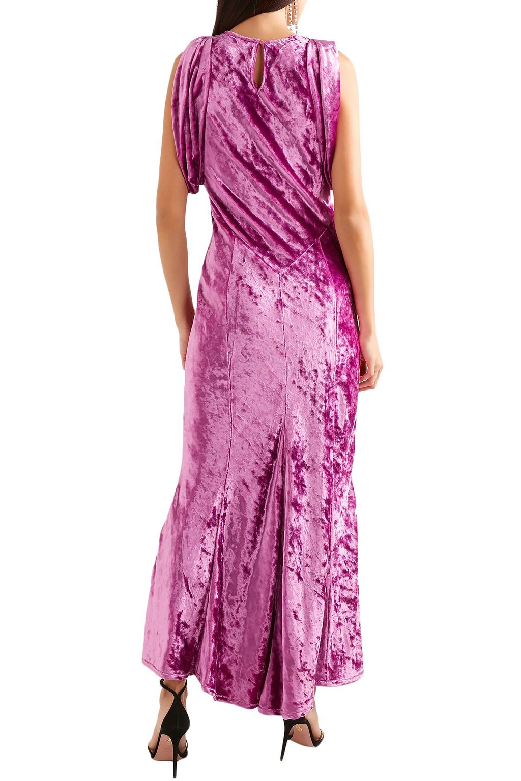 THE ATTICO Asymmetric draped crushed-velvet dress