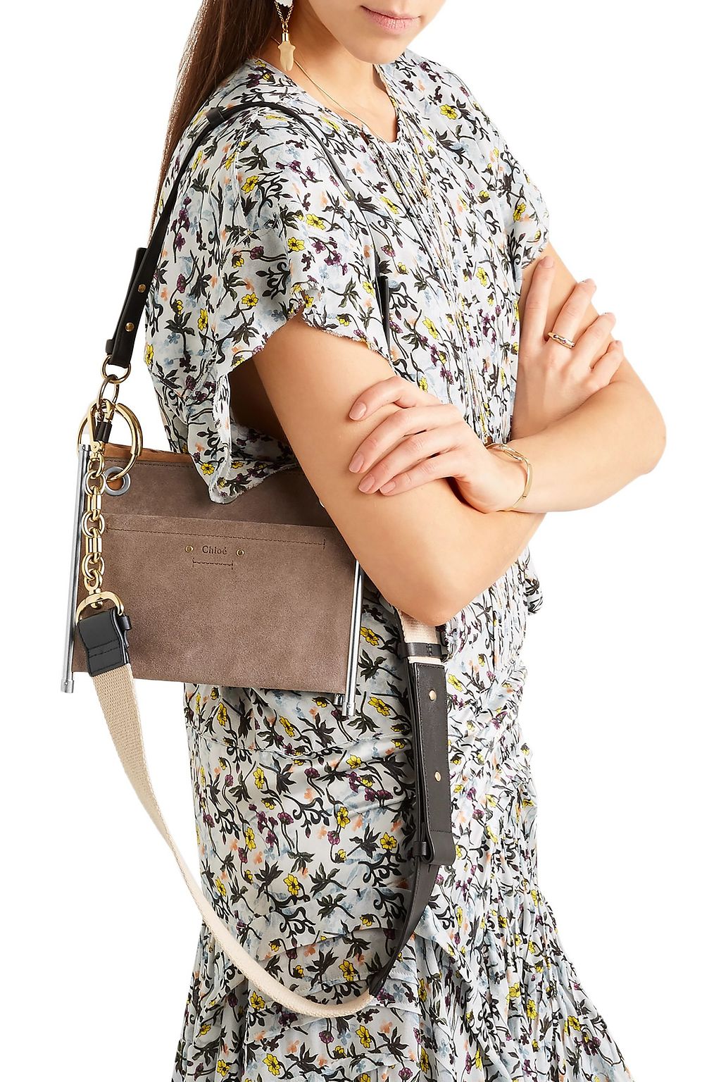 CHLOÉ Roy convertible two-tone suede shoulder bag