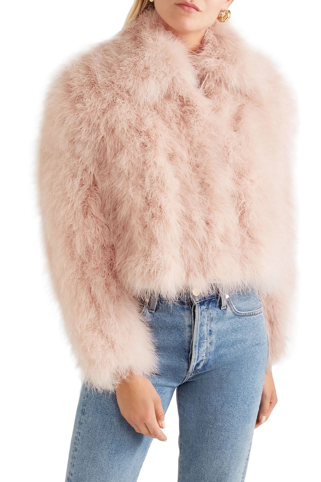 ADEAM Cropped feather jacket