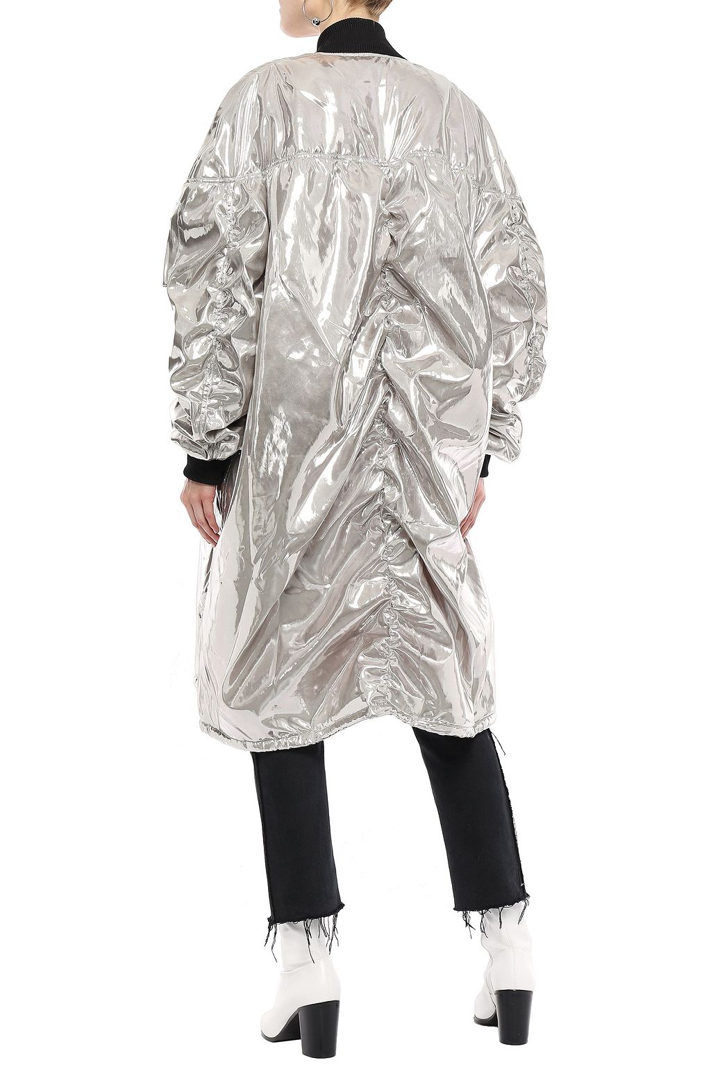 MARQUES' ALMEIDA Oversized ruched metallic shell bomber jacket
