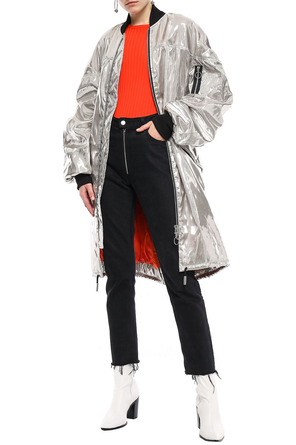 MARQUES' ALMEIDA Oversized ruched metallic shell bomber jacket
