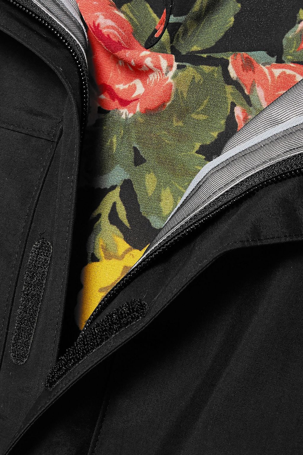 JUNYA WATANABE Hooded layered shell and floral-print georgette jacket