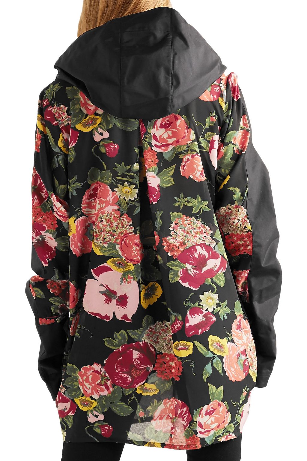 JUNYA WATANABE Hooded layered shell and floral-print georgette jacket