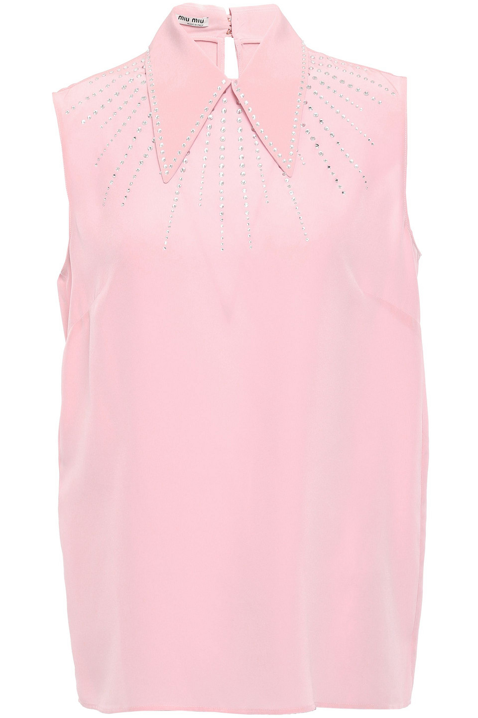 miu miu - crystal-embellished silk crepe de chine top - pink - it 36