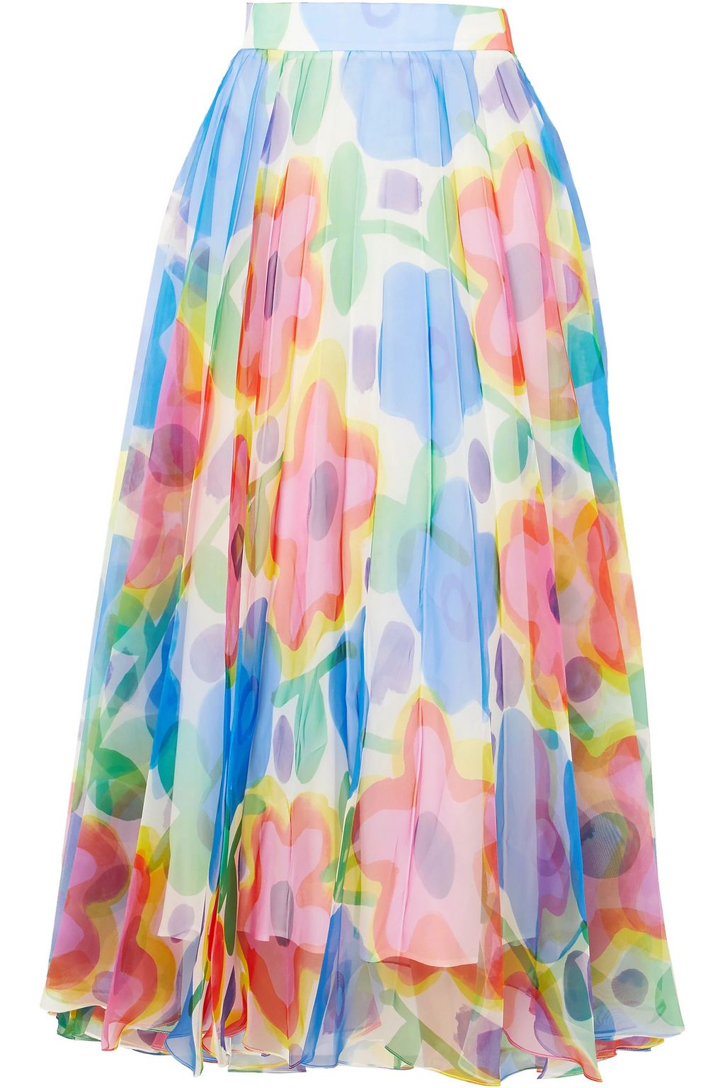 multicolor pleated maxi skirt