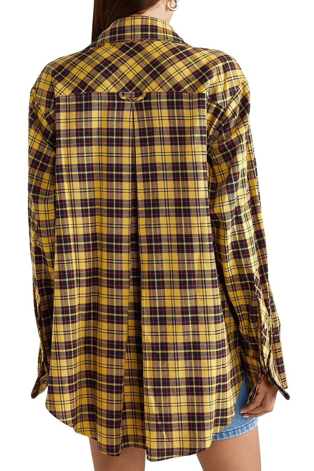 MATTHEW ADAMS DOLAN Oversized pleated checked cotton shirt