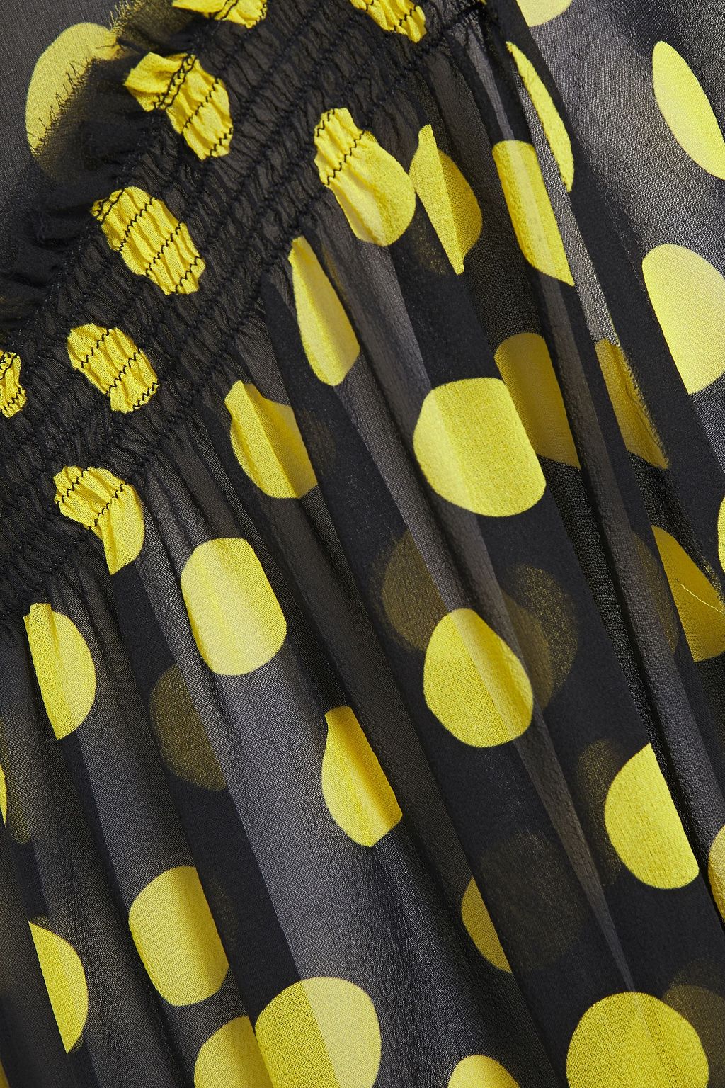 THE ATTICO Shirred polka-dot silk-chiffon maxi dress