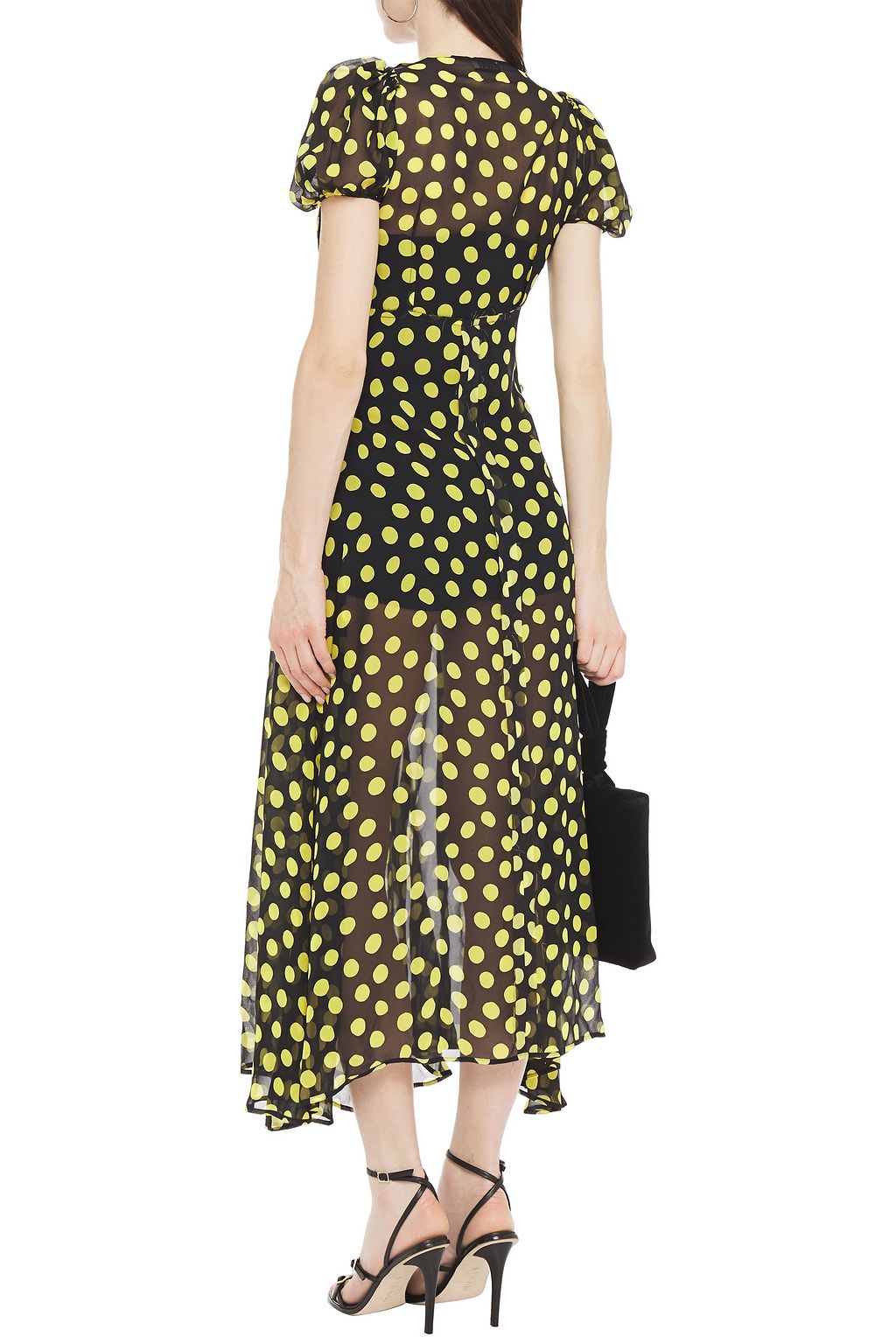 THE ATTICO Shirred polka-dot silk-chiffon maxi dress