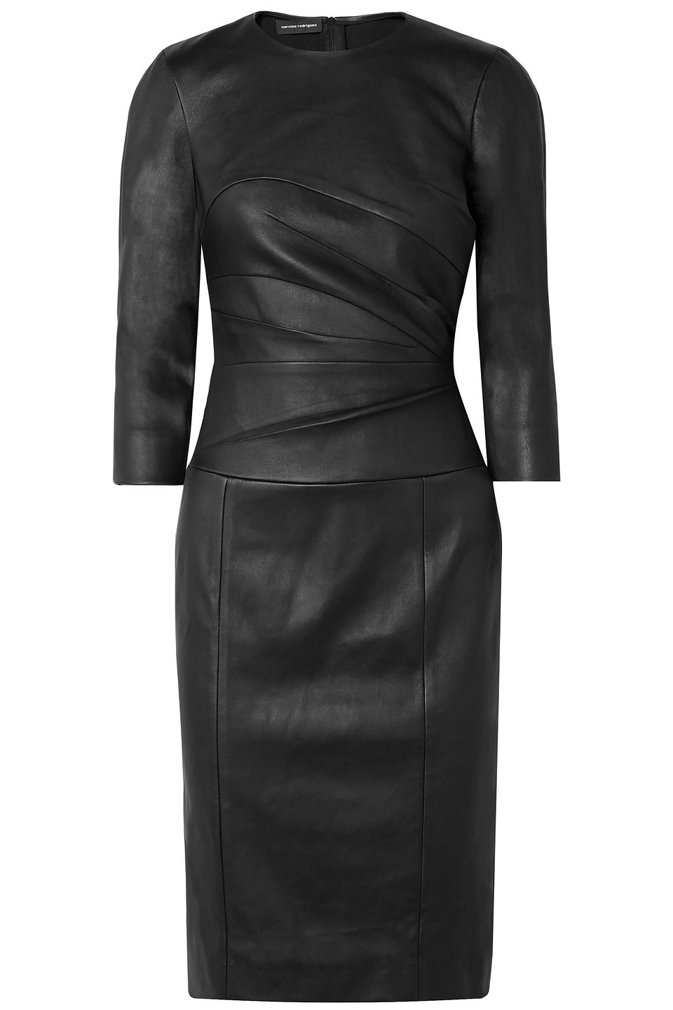 Narciso Rodriguez Pleated Leather Dress In Black ModeSens