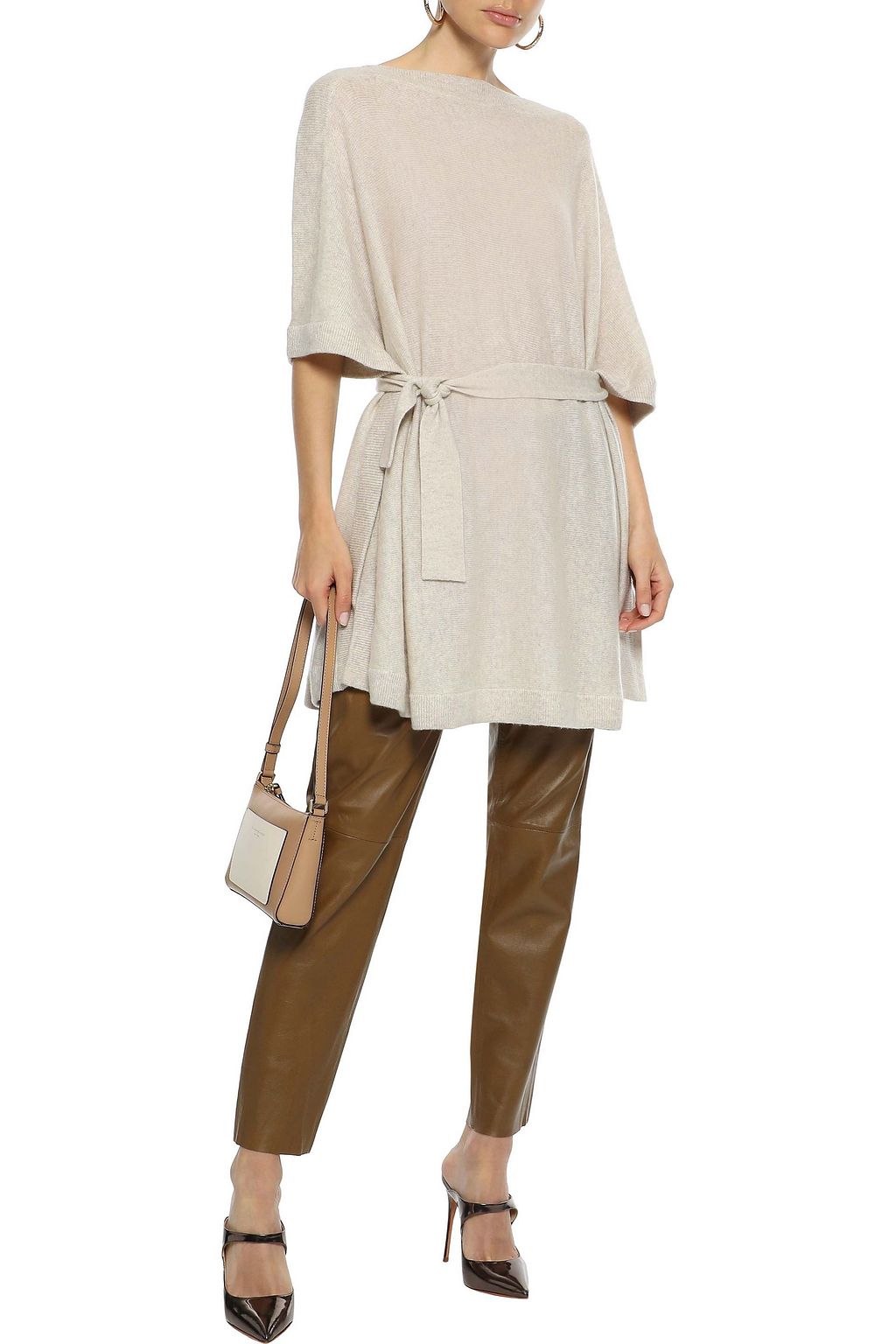 LE KASHA Prague belted brushed cashmere poncho