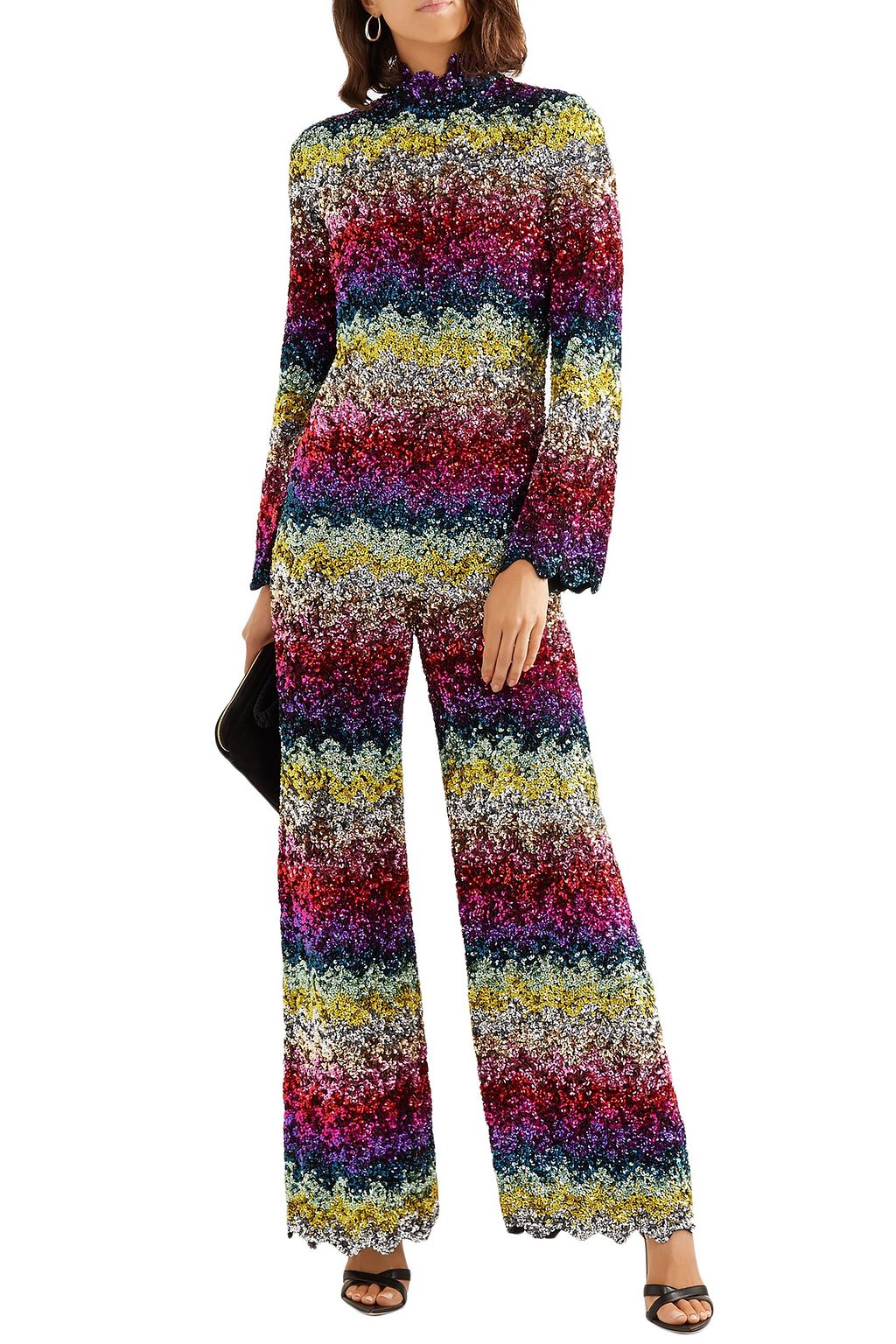ASHISH Scalloped sequined silk-georgette jumpsuit