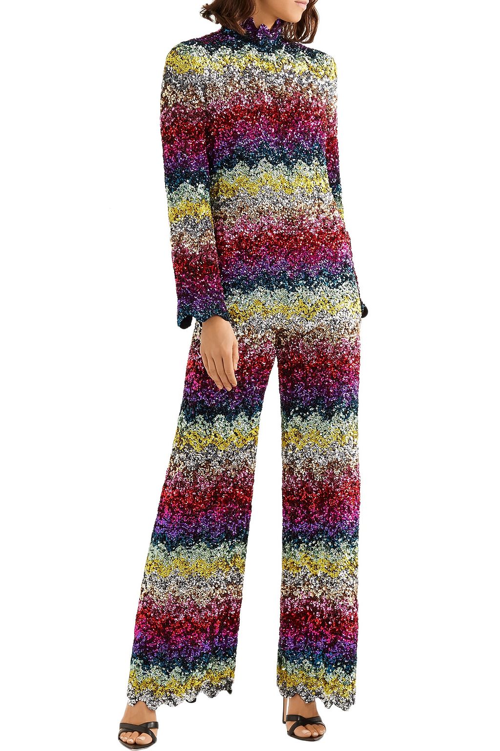 ASHISH Scalloped sequined silk-georgette jumpsuit