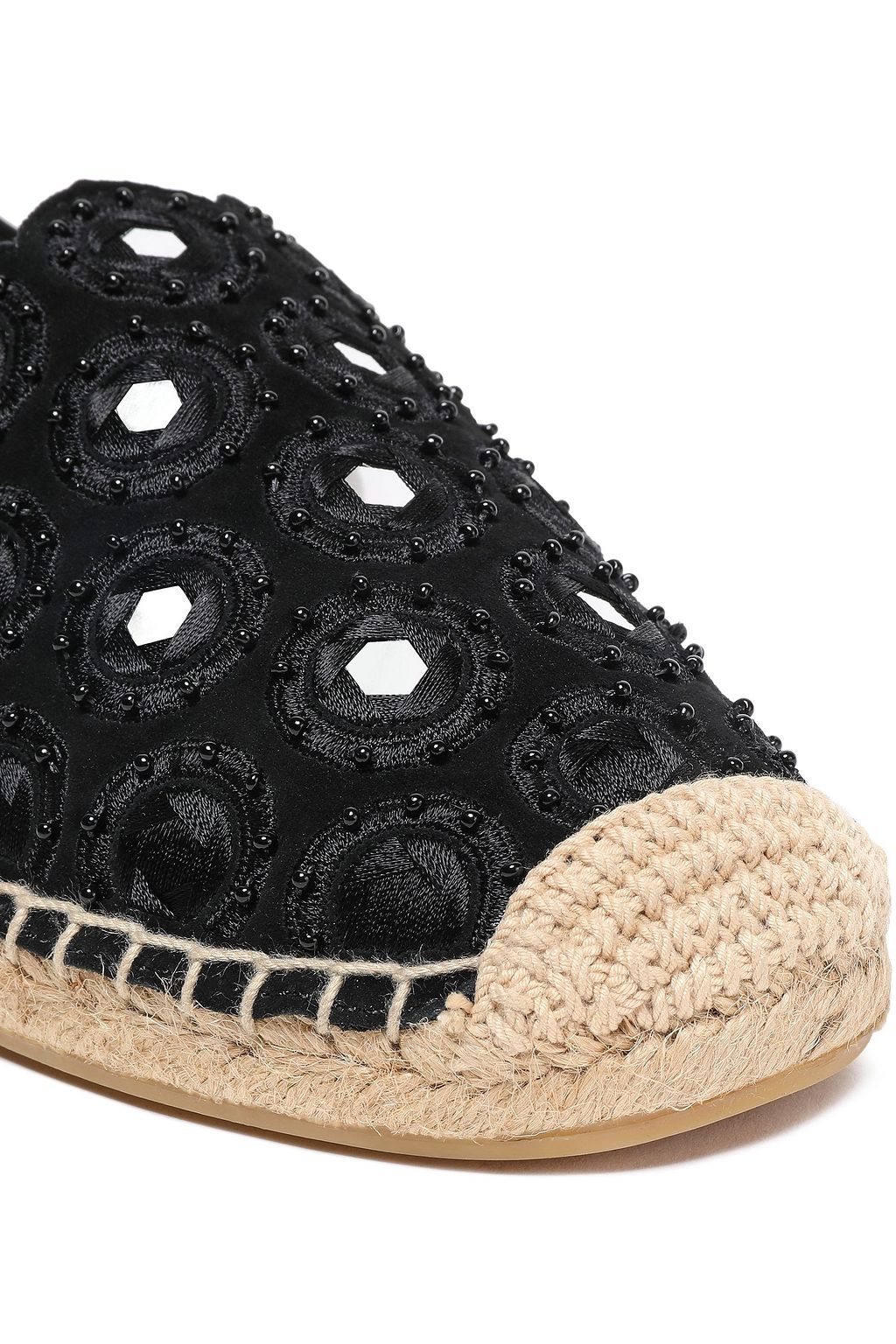 TORY BURCH Embellished suede espadrilles
