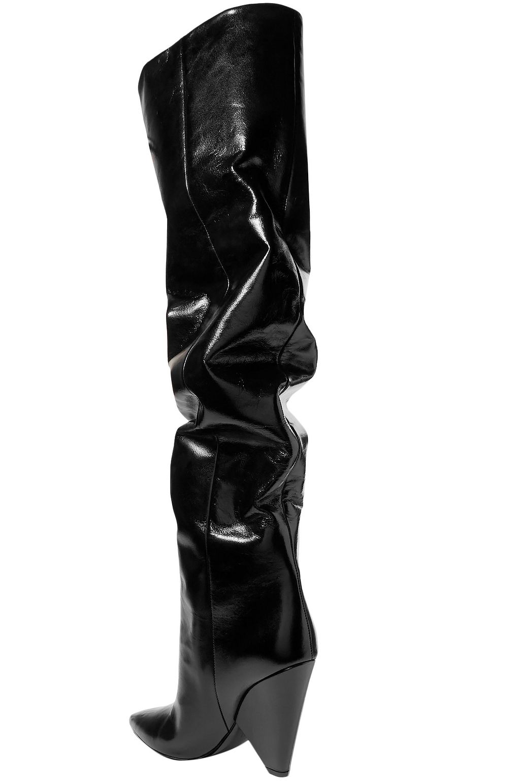 SAINT LAURENT Niki glossed-leather over-the-knee boots