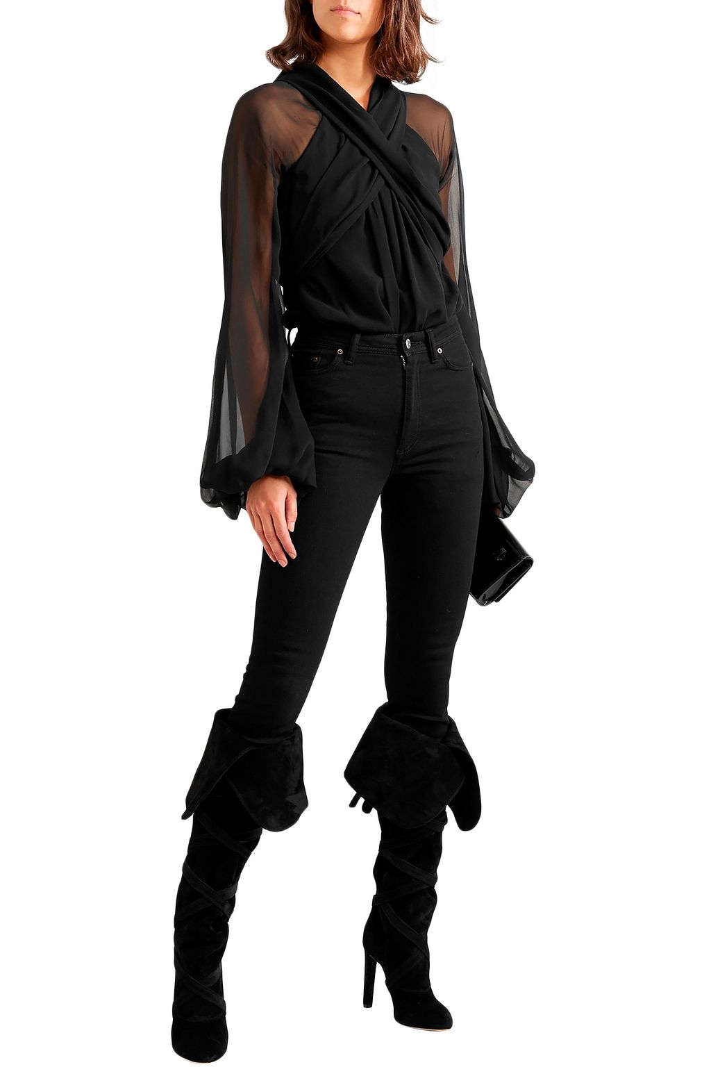 SAINT LAURENT Meurice suede knee boots